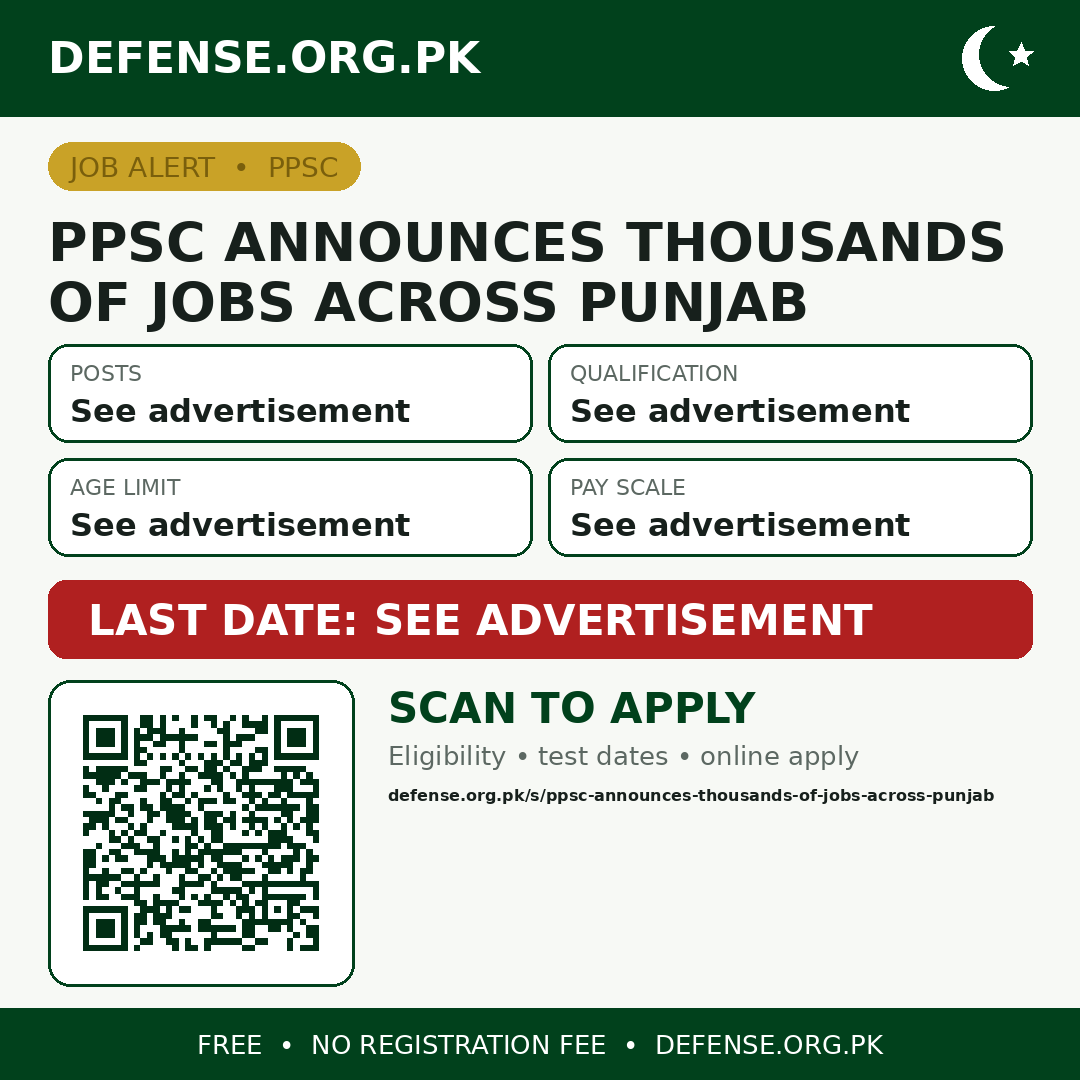 PPSC Announces Thousands of Jobs Across Punjab